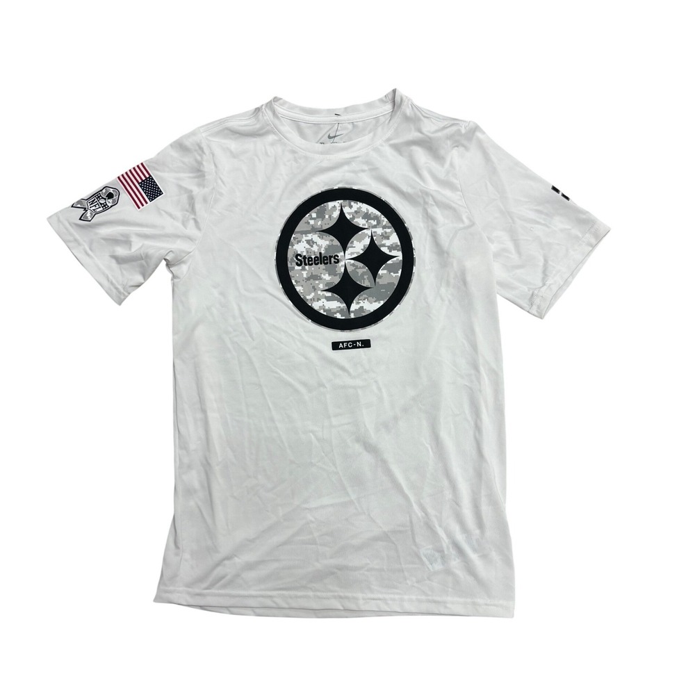 Nike Pittsburgh Steelers Salute to Service Dri-FIT Shirt White Kids L 14/16 NEW
